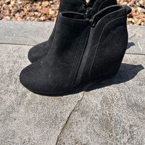 Women’s Black Suede Wedge Ankle Boots